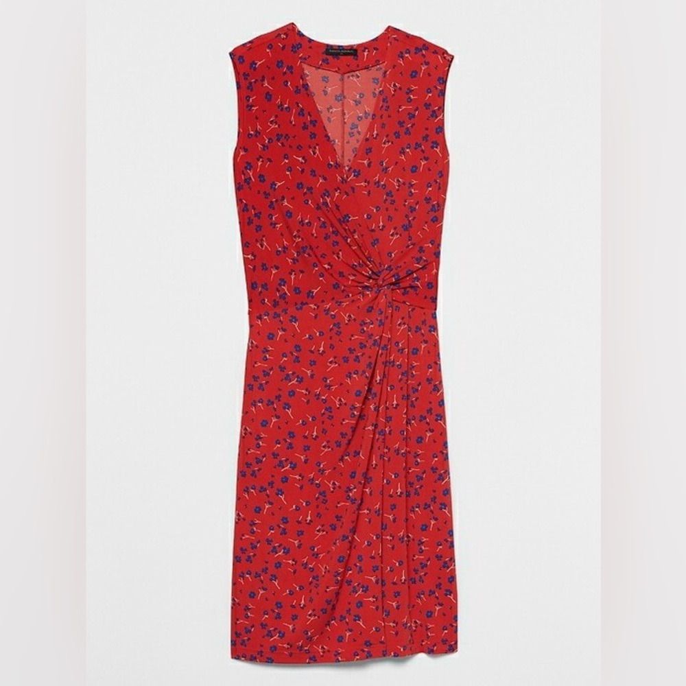 Banana Republic Red Floral Midi Dress